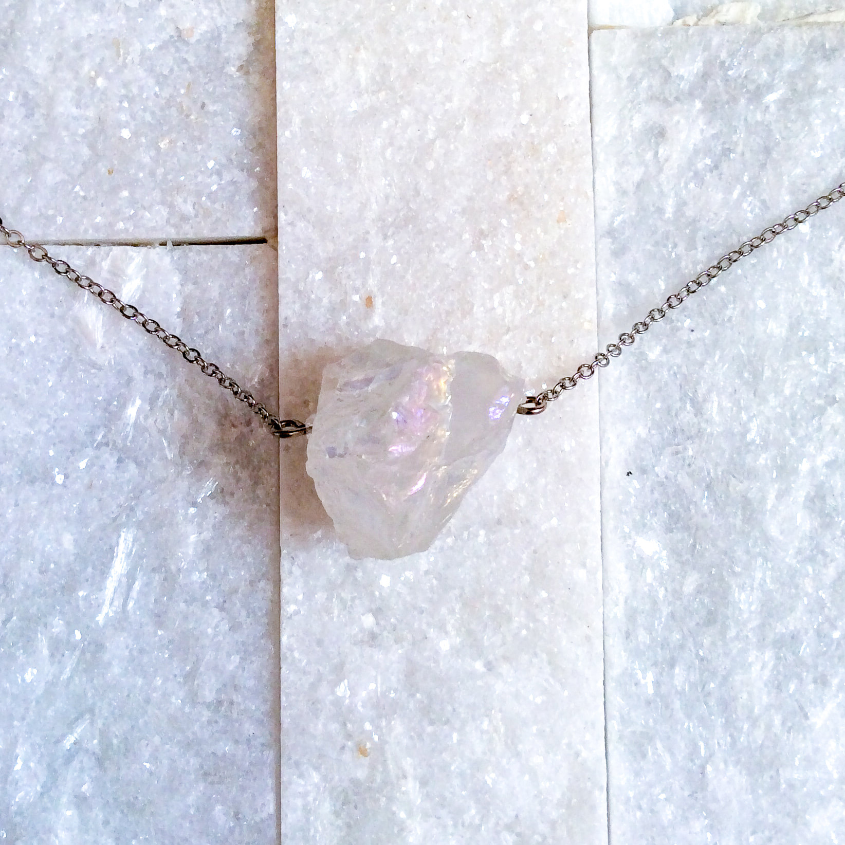 Titanium Rainbow Angel Aura Genuine Quartz Pendant Necklace & Stone Set |  eBay