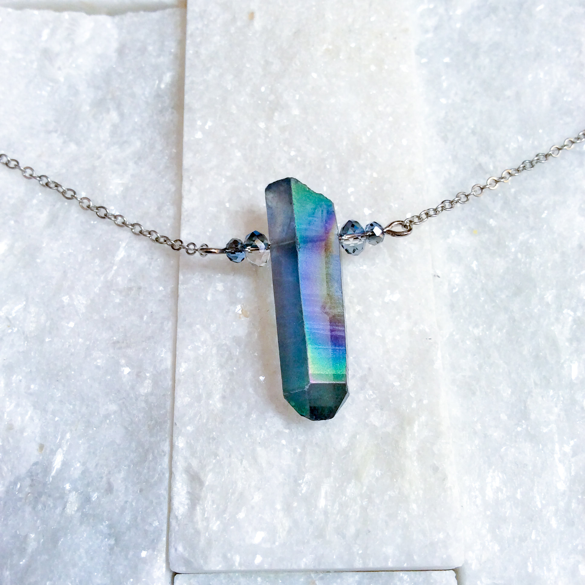 45cm Small Angel Aura Quartz Necklace Point small angel quartz pendant aura  jewelry gift for her